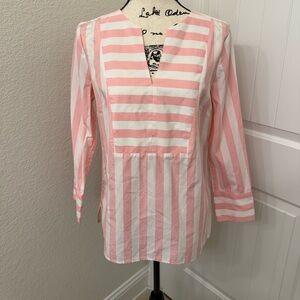 J. Crew Thomas Mason Pink and White Striped Shirt sz S